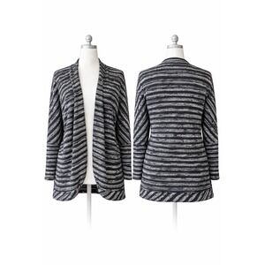 City Chic Striped Dolman Sleeve Cardigan L Black White Oversized Boho Drape Knit